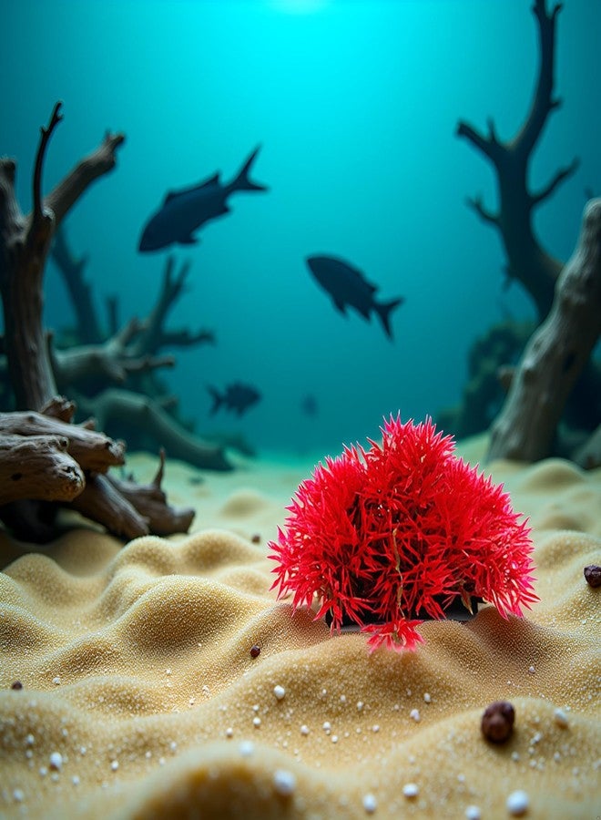 Sluswallow Red Artificial Flowers, Fake Flowers, Artificial Pine with Base Grass Fish Tank Ornament Aquatic Plant Landscape Decor, Aquarium Décor - Image 5